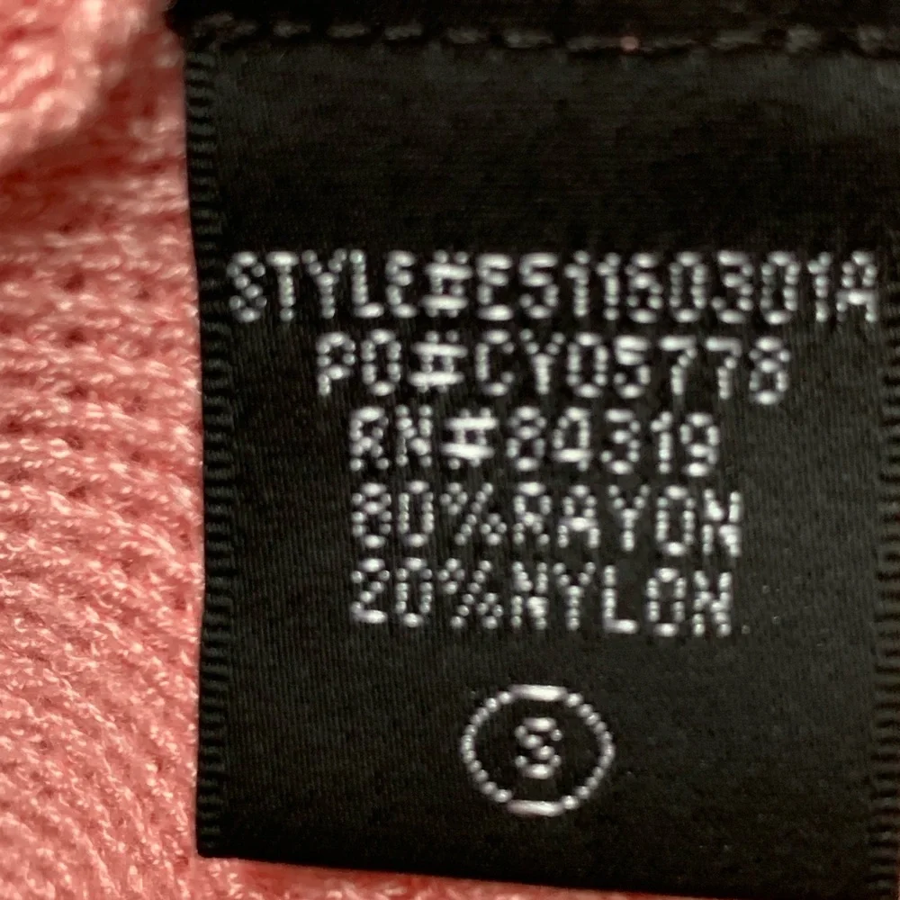 CYRUS Women’s Salmon Pink Rayon Nylon Long Sleeve Open Front Cardigan Sweater